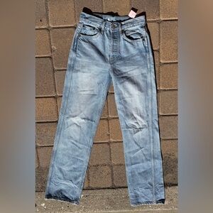 Re/Done Womens 90s High Rise Loose Denim Jeans in Light Blue